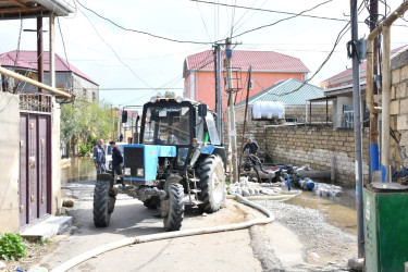 Abşeron rayonunda yağışın fəsadlarının aradan qaldırılması istiqamətində genişmiqyaslı tədbirlər davam etdirilir
