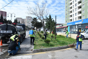 Abşeron rayonunda yağışın fəsadlarının aradan qaldırılması istiqamətində genişmiqyaslı tədbirlər davam etdirilir
