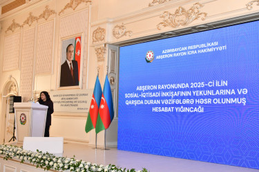 Abşeronda 2025-ci ilin sosial-iqtisadi inkişafının yekunlarına və qarşıda duran vəzifələrə həsr olunan hesabat yığıncağı keçirilib