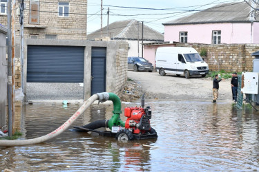 Abşeron rayonunda yağışın fəsadlarının aradan qaldırılması istiqamətində genişmiqyaslı tədbirlər davam etdirilir
