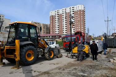 Abşeron rayonunda yağışın fəsadlarının aradan qaldırılması istiqamətində genişmiqyaslı tədbirlər davam etdirilir