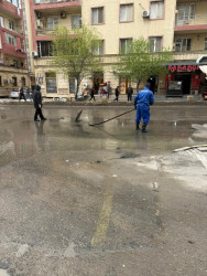 Abşeronda yağışın yaratdığı fəsadların aradan qaldırılması istiqamətində görülən işlər davam etdirilir